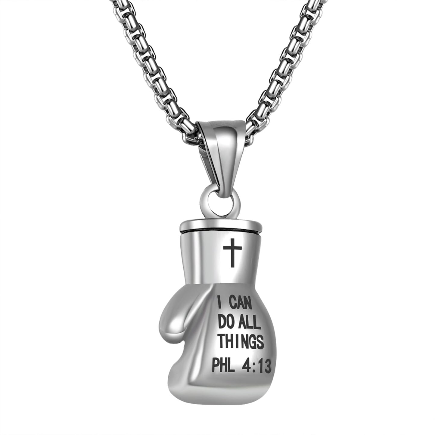 Champion's Strenght: "I Can Do All Things' Boxing Glove Necklace"