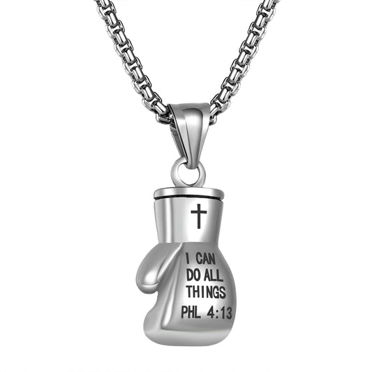 Champion's Strenght: "I Can Do All Things' Boxing Glove Necklace"