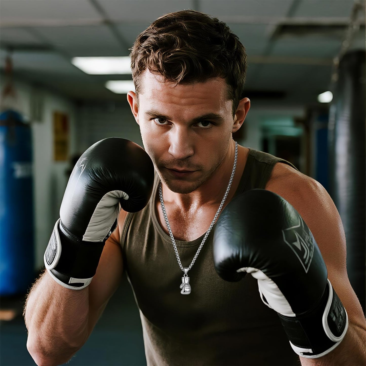 Champion's Strenght: "I Can Do All Things' Boxing Glove Necklace"