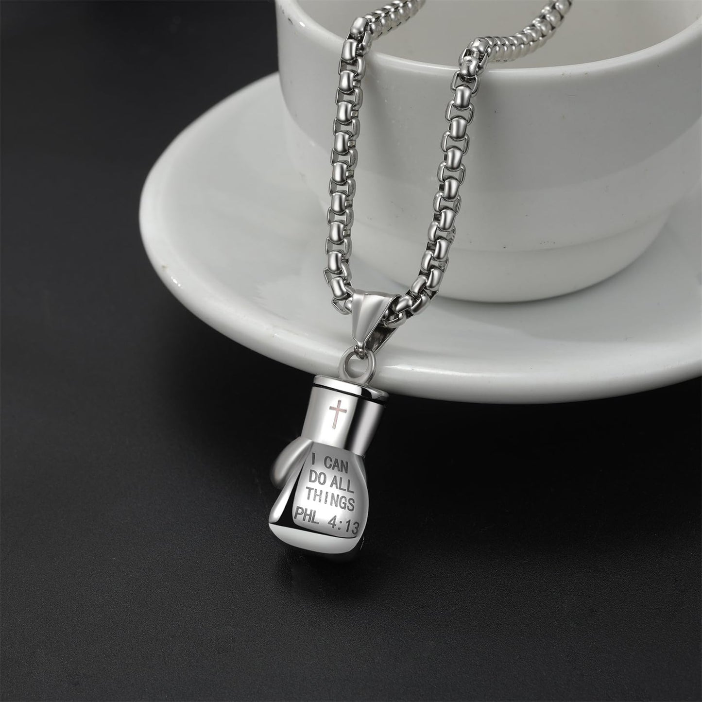 Champion's Strenght: "I Can Do All Things' Boxing Glove Necklace"