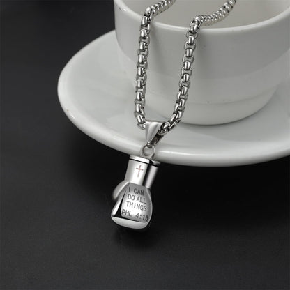 Champion's Strenght: "I Can Do All Things' Boxing Glove Necklace"
