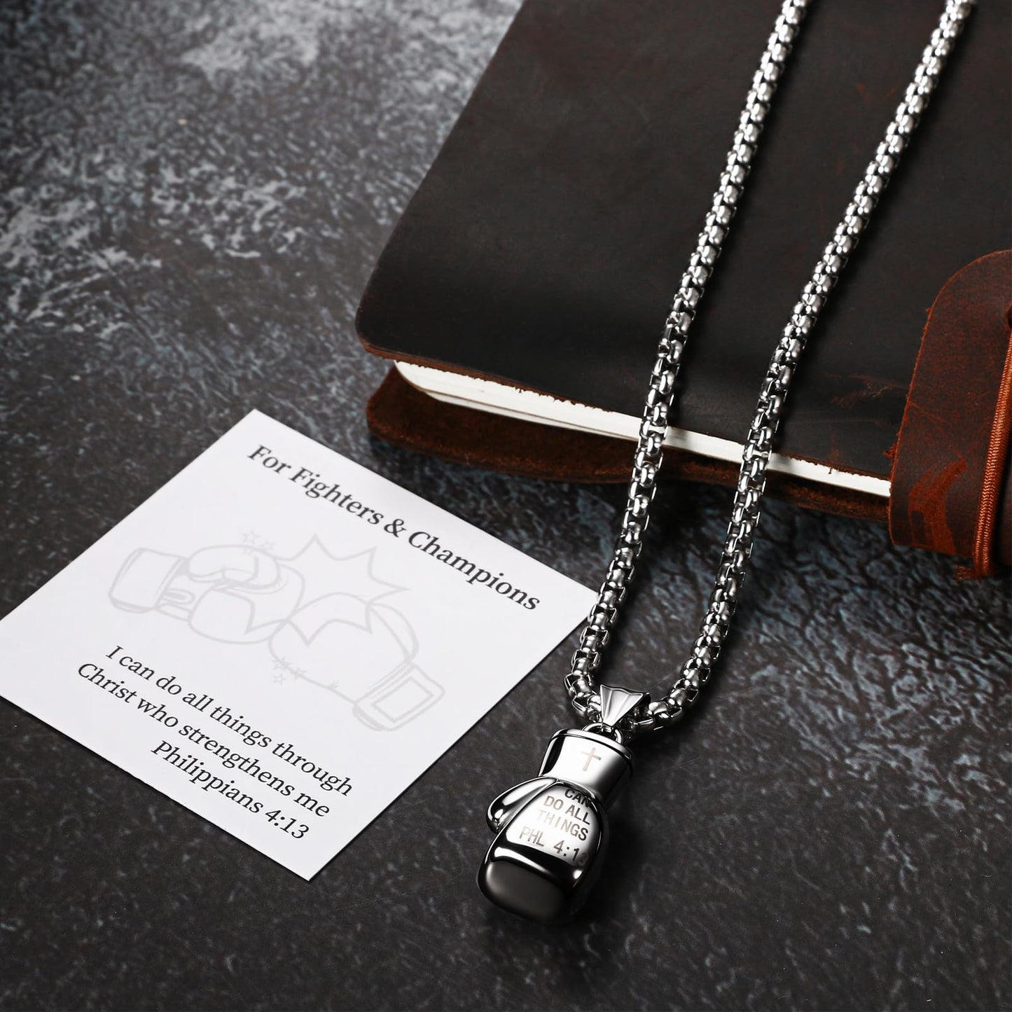 Champion's Strenght: "I Can Do All Things' Boxing Glove Necklace"