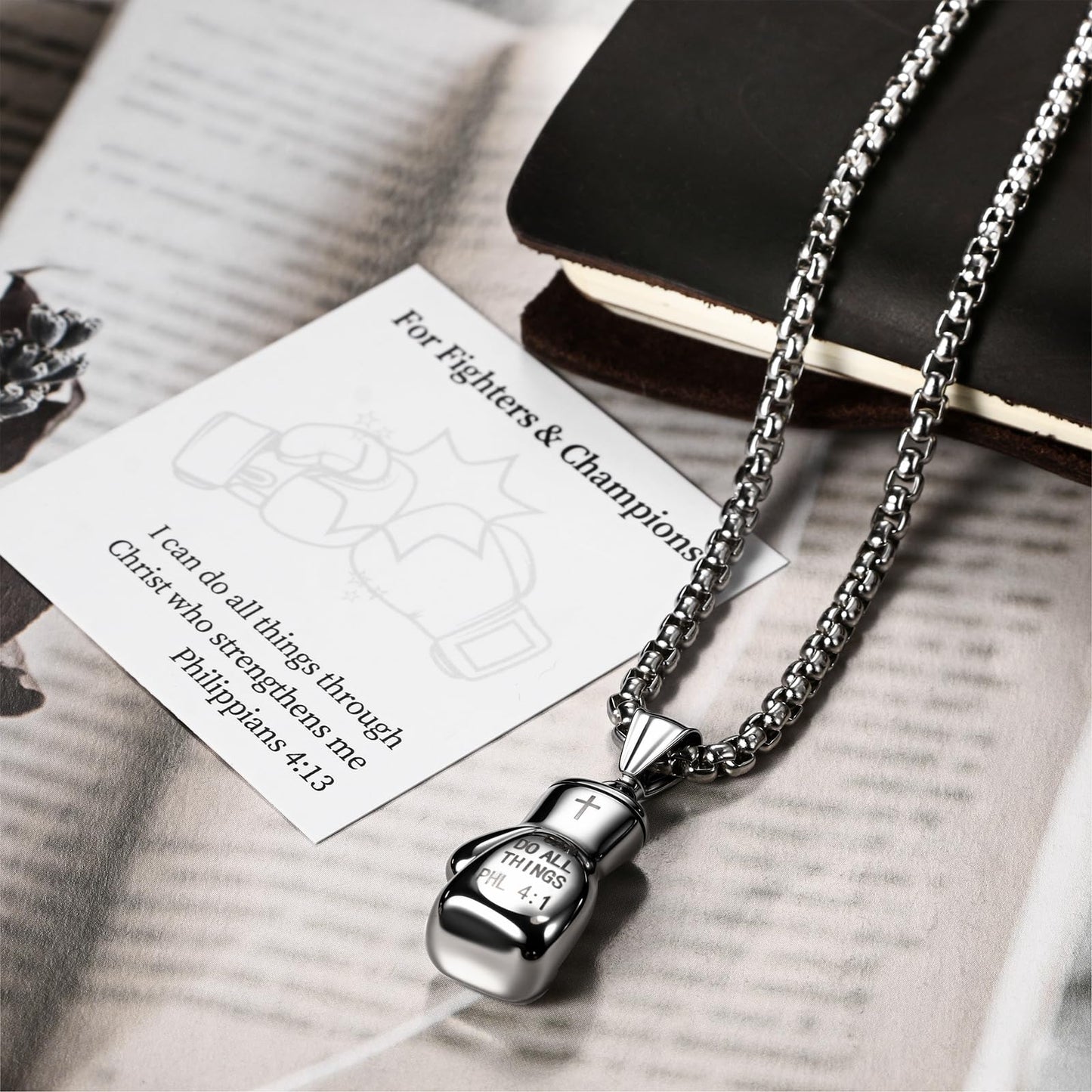 Champion's Strenght: "I Can Do All Things' Boxing Glove Necklace"